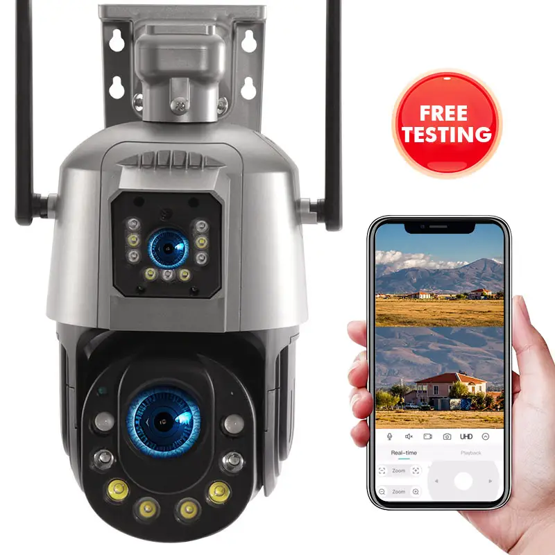 TecDeft caméra de surveillance 8mp 4k 36x zoom optique cctv 4g sim wifi sécurité extérieure double objectif sirène intégrée 1080p caméra ip