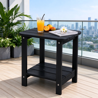 Table d'appoint de jardin Uplion Morden Square en plastique HIPS imitation bois pour terrasse, plage, appartement
