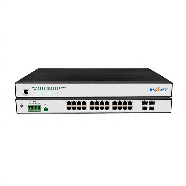 Layer 3 Rack Mounted 24-Port Gigabit PoE Industrial Switch with 4 1G SFP Uplink Ports QoS SNMP Stackable IP40