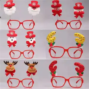 Adult Kids Christmas Party Decorations Santa Snowman Antler Glasses Plastic Eyeglasses Accessory Decorated for the Holidays