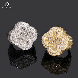 Kaleido Joyería Hip Hop al por Mayor, Anillos de Plata de Ley 925 Chapados en Oro para Hombre, con Trébol de Cuatro Hojas y Moissanita VVS Iced Out - Product Image 3