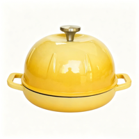 Four à pain en fonte émaillée jaune, cloche à pain rond à levain avec couvercle bombé, vente en gros