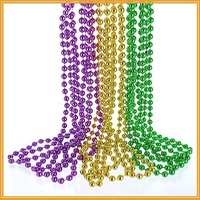 Collier coloré DAMAI en perles rondes légères violettes, dorées et vertes, accessoires de fête de carnaval, accessoires photo, logo personnalisé