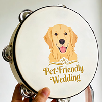 Wholesale Cheap Musical Instrument Kids 4 6 8 10 Inch Wooden Wedding Tambourine Hand Drum Custom logo