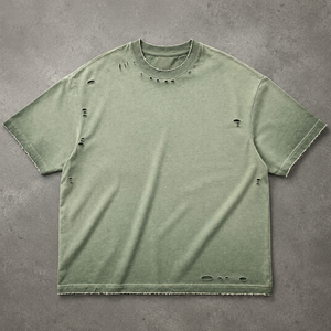 เสื้อยืดลายกราฟิกทรงบ็อกซี่โอเวอร์ไซส์ ผ้าคอตตอนหนา 300GSM ซักแบบวินเทจ ตกแต่งด้วยคริสตัล สำหรับผู้ชาย - Product Image 1