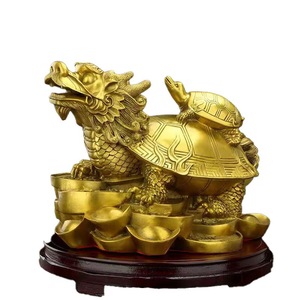 รูปปั้นมังกรทองแดงทำจากทองเหลืองรูปเต่าทำจากทองสัมฤทธิ์สินค้าหัตถกรรมฮวงจุ้ยจีนนำโชคผลิตตามสั่ง - Product Image 1