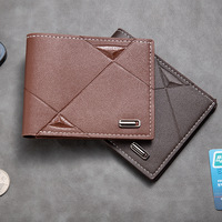 Dompet Lipat Minimalis Pria, Dompet Koin PU Pria dengan Jendela ID, Tempat Kartu Multi-posisi, Dompet Kulit Penyimpan Kartu