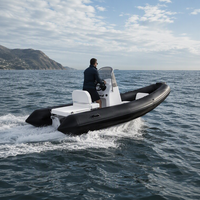 Bateau pneumatique rigide en PVC RIB HRR250 2,5 m pour la pêche, 3 personnes, moteur hors-bord 5 CV, bateau de sport nautique robuste