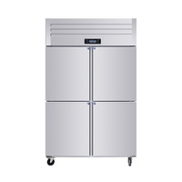 Réfrigérateur vertical professionnel 4 portes à double compresseur, double température, congélation profonde (-23°C) pour restaurant