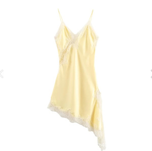 GX11819 <span class=keywords><strong>Abito</strong></span> <span class=keywords><strong>Mini</strong></span> da Donna Senza Maniche con Spalline Sottili, Sexy ed Elegante per Feste, con Inserti <span class=keywords><strong>in</strong></span> Pizzo e <span class=keywords><strong>Raso</strong></span>, Vestito Irregolare - Product Image 5