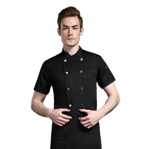 Chef Uniform Men Short Sleeve 96 Cotton 4 Spandex Elastic High Count Weave Restaurant Workwear - Product Image 3