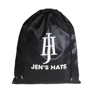 Sac de rangement souple en satin noir avec cordon de serrage, personnalisé avec logo imprimé, pour sacs à main, casquettes de baseball et vêtements - Product Image 2