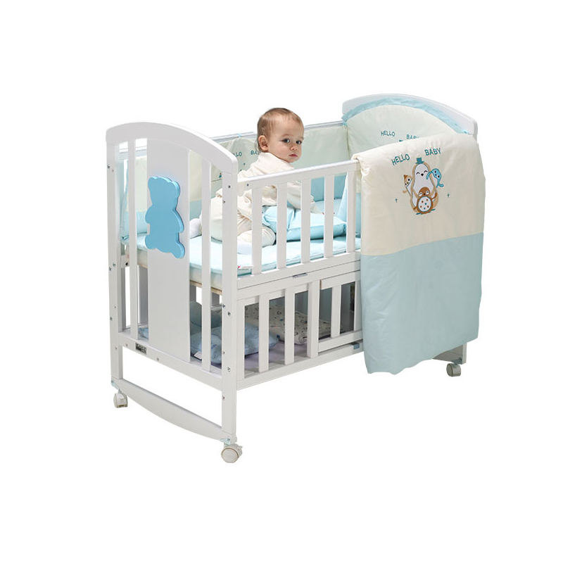 Оптовая продажа, сборная деревянная кроватка для малышей, оптовая продажа, кроватка-качалка из цельной древесины для малышей/