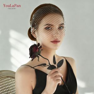 Voile de mariée YouLaPan MA08 en filet ajouré, style cage des années 90, voile en perles, masque de mariage - Product Image 2