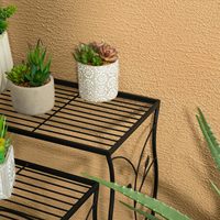 Ensemble de 3 supports à plantes autoportants en fer, design traditionnel, revêtement en poudre durable, étagère de rangement, organiseur de fleurs, intérieur/extérieur