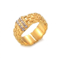 Trendiger Eingelegter Klarer Zirkon Strukturierter Offener Verstellbarer Ring, Edelstahl Modeschmuck Ring für Männer und Frauen Tägliches Tragen