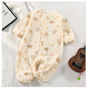 Venta al por mayor de una pieza de bebé mameluco de manga larga recién nacido algodón gasa pijamas lindo primavera ropa de casa ropa para bebés - Product Image 4