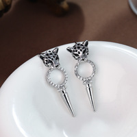 Boucles d'oreilles pendantes léopard plaquées argent, style européen et américain, tendance, passe-partout, haut de gamme, pour femme – Vente chaude transfrontalière