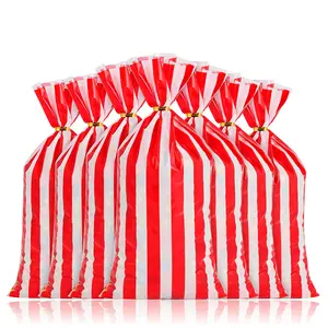 Carnival Treat Bags Circus Carnival Cellophane Candy Bags Red and White Stripe Plastic Goodie Storage Bags Carnival Part