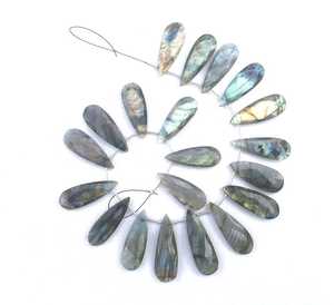 10 Pieces Faceted Pear Shape Natural <b>Labradorite</b> Gemstone Briolette Beads Blue Flash Wholesale Manufacturer Genuine High Quality - Product Image 4