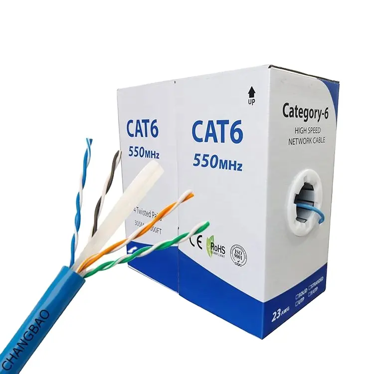 Rj45 cat6 roll 305m cat 6 24awg utp lanケーブル純銅イーサネットケーブル通信ケーブルネットワーク用