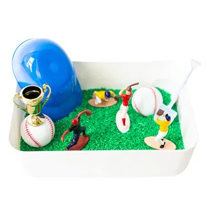 Mainan kesukaan pesta bola olahraga Mini, mainan model edukasi Diy tema tempat sampah sensor tanah liat polimer untuk anak-anak