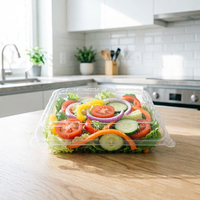 Boîte à salade en plastique transparent avec couvercle à charnière, emballage en forme de coquille pour plats à emporter, charcuterie, salade de fruits