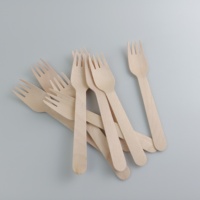 Ensemble de couverts miniatures en bois de bouleau biodégradable et écologique, cuillère, fourchette, couteau jetables, pique-nique, camping, vaisselle durable