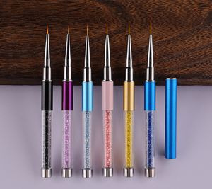Pinceau de précision pour nail art avec manche en acrylique rose diamant, pinceau pour peinture au gel à lignes fines, pour la décoration de manucure - Product Image 4