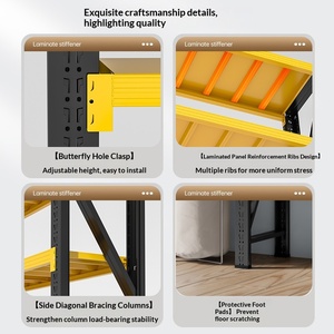 Étagères <span class=keywords><strong>de</strong></span> <span class=keywords><strong>rangement</strong></span> en acier à 4 niveaux avec revêtement en poudre anti-corrosion, hauteur 2000 mm, <span class=keywords><strong>pour</strong></span> <span class=keywords><strong>garage</strong></span> et entrepôt - Product Image 3