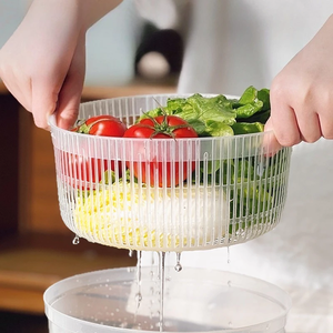 Vegetable Dehydrator Salad Spinner Dryer Fruit Food Drain Basket Quick Washing Manual Centrifuge Storage Basket Kitchen tool - Product Image 4