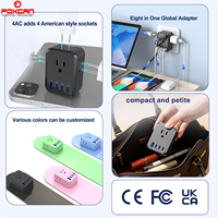 FOXCAN Nouvel adaptateur universel de charge rapide PD45W QC3.0 avec 1 port USB-A et 3 ports USB-C, facile à transporter et idéal pour les voyages internationaux