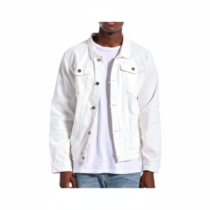 Button up Solid Different Color Black and <b>White</b> OEM Wholesale Fashionable <b>Denim</b> Men <b>Jackets</b> Outwear Men <b>Denim</b> Jean <b>Jacket</b> - Product Image 1