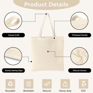 30 Pcs Tote Bulk 15X16 Inches Sublimation <b>Canvas</b> <b>Bag</b> Reusable Grocery Shopping Cloth <b>Bags</b> for Office Market Gift - Product Image 4