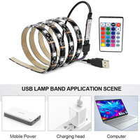 Bande lumineuse LED flexible étanche 5050RGB avec contrôle USB et application, télécommande pour éclairage d'ambiance TV et gaming 5V certifié CE