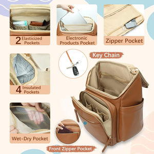 <span class=keywords><strong>Sac</strong></span> <span class=keywords><strong>à</strong></span> couches en cuir <span class=keywords><strong>sac</strong></span> <span class=keywords><strong>à</strong></span> dos <span class=keywords><strong>avec</strong></span> pochettes de rangement matelas <span class=keywords><strong>à</strong></span> <span class=keywords><strong>langer</strong></span> sangles de poussette et 4 poches isolées grand <span class=keywords><strong>sac</strong></span> <span class=keywords><strong>à</strong></span> couches pour bébé - Product Image 3