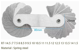 त्रिज्या टेम्पलेट आर गेज R1-6.5 7-14.5 15-25 त्रिज्या पण प्लेट पट्टिका गेज उपकरणों को मापने - Product Image 3