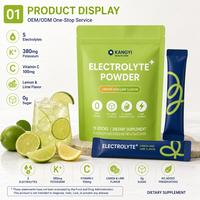 Poudre d'électrolytes pour boisson hydratante sans sucre, enrichie en vitamine C et complexe B, saveur citron et lime, en sachet individuel, pour sportifs, OEM, marque privée