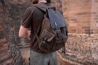 Mochilas de Senderismo para Computadoras Portátiles, Impermeables, de Lona, Cuero, Vintage, Enceradas, Unisex, con Capacidad de 20-35L, TCS