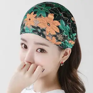 Wide Lace Headbands Elastic Head Wrap Vintage Flower Headband Stretch Hair Band Accessories for Women Girls