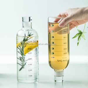 <span class=keywords><strong>IGlass</strong></span> de alta calidad 500/750ml marcador de tiempo transparente Drinkware botella de agua de jugo de moda escala de tiempo tapa de rosca para Tequila - Product Image 1