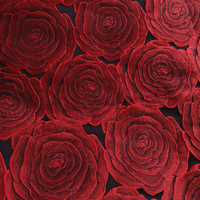 Tissu Jacquard Brocart à Motifs Floraux en Gros de l'Usine Chinoise, Tissu Textile à Fleurs de Rose Rouge pour Robe JSN-741