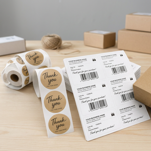 Étiquettes d'expédition personnalisées de remerciement, autocollants de reçu de commande avec code-barres, étiquettes d'emballage en papier pour l'emballage e-commerce - Product Image 2