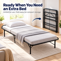 Lit simple pliant en métal, vente chaude, vente en gros directe d'usine, lit pliant en fer facile à assembler, taille standard pour chambre et appartement