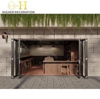 Comptoir de bar commercial moderne en forme de L, surface solide en marbre noir, lattes en bois, bureau de caisse LED pour café, salon de thé, mobilier