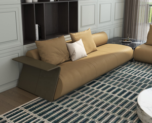 Đồ Nội Thất Chất Lượng Hàng Đầu L Hình Dạng Phòng Khách Sofa Cánh Tay Rộng Da Chính Hãng Sofa L Hình Dạng 6 Chỗ Ngồi Với Góc Bằng Đá Cẩm Thạch Bàn Cà Phê - Product Image 2