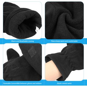 Gants d'hiver OZERO, mitaines convertibles sans doigts, doublure thermique en polaire, coupe-vent, chauds pour hommes et femmes - Product Image 3
