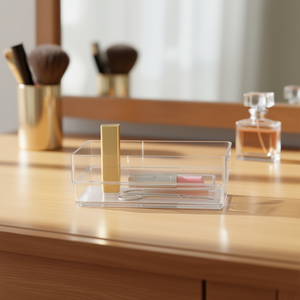 Plastic Storage Box Makeup Organizer Clear Rectangular Container For Cosmetics And Beauty Tools Small Size N3 - Product Image 2