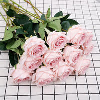 Rose artificielle réaliste à tige unique en velours, faite à la main, pour décoration de mariage, cadeau de Saint-Valentin, vente en gros, approvisionnement en vrac