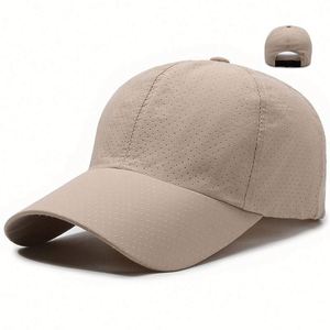 Casquette de sport unisexe d'été à séchage rapide, élastique et ajustable en polyester, couleur unie simple, respirante avec maille, style baseball - Product Image 1
